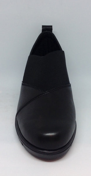 The Flexx Slipslop Black Leather Wedge