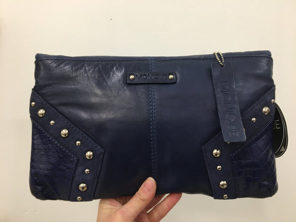 Monique Design Navy Leather Clutch
