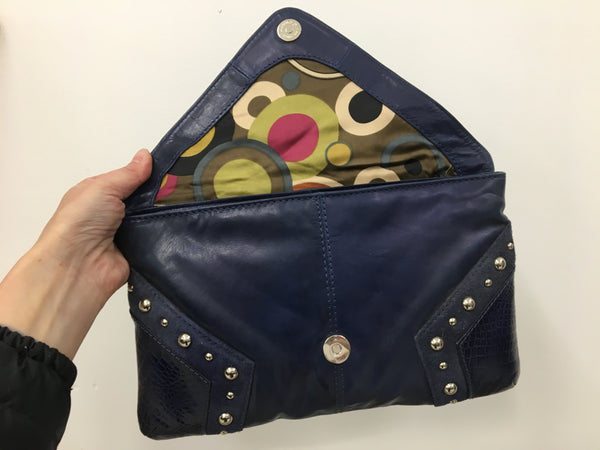 Monique Design Navy Leather Clutch