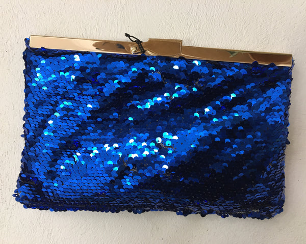 Adorne Blue Sequin Clutch