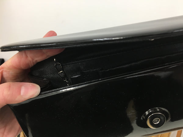 Gabee Patent Black Clutch