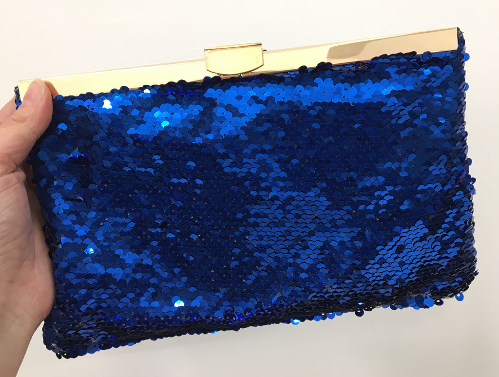 Adorne Blue Sequin Clutch